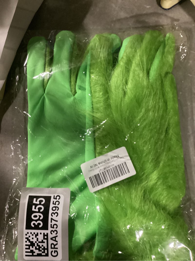 Green Santa Claus Costume for Men 1 pair Christmas Deluxe Santa Suit Green Outfit (Gloves)