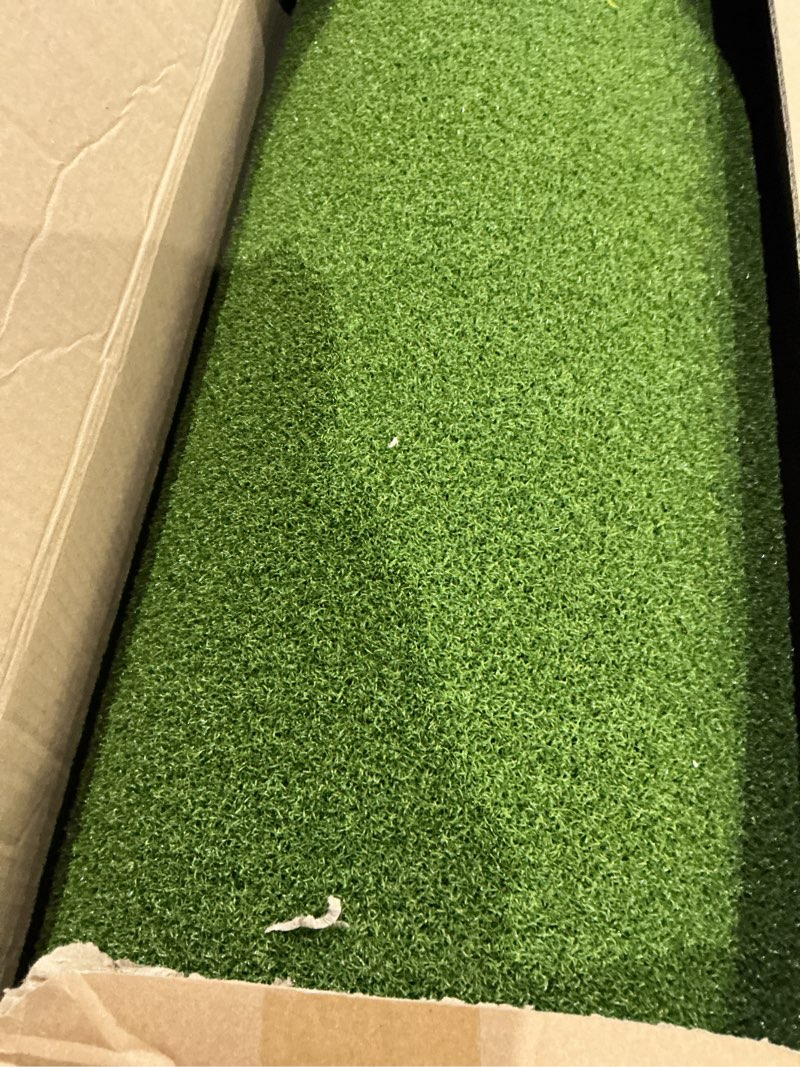 Condition photo showing Good Condition for integrated golf hitting mat with curved ball tray 5x4ft 6x4ft 26mm 31mm thickening golf practice mats indoor & outdoor, durable golf turf matt with 3 tees for hitting chipping striking, swinging 6*4ft 26mm curved