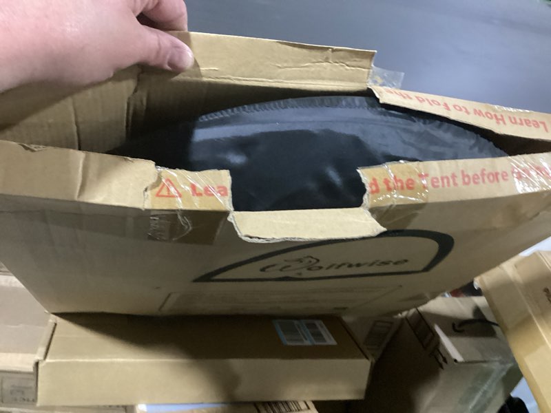 Condition photo showing As Is for (similar ) wolfwise pop up shower tent, portable instant changing tent with ventilation window & carry bag, privacy bathroom toilet for beach, camping & outdoor, width 40 \", height 75 \", black black standard: 39.4\" x 39.4\" x 74.8\"