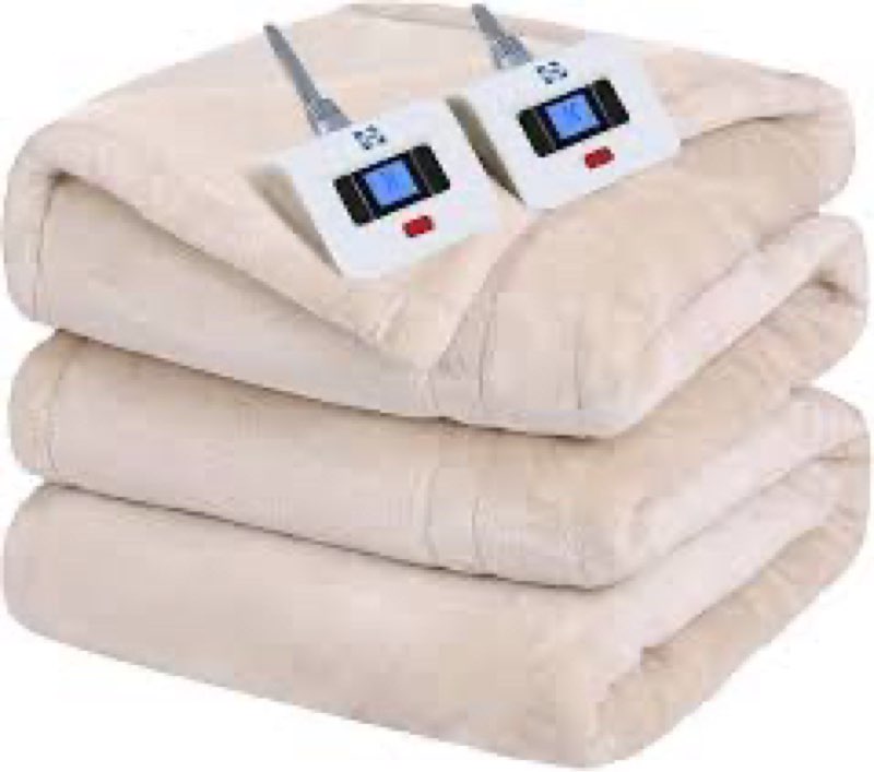Sealy Electric Blanket King Size, Flannel Heated Blanket with10 Heating Levels & Auto Shut Off, Mach