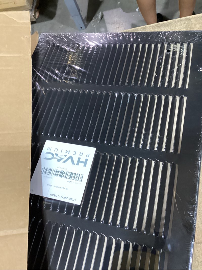 hvac premium 26'' x 14'' return air grille - sidewall and ceiling - hvac vent duct cover diffuser - black [outer dimensions: 27.75w x 15.75''h] 26 x 14 black