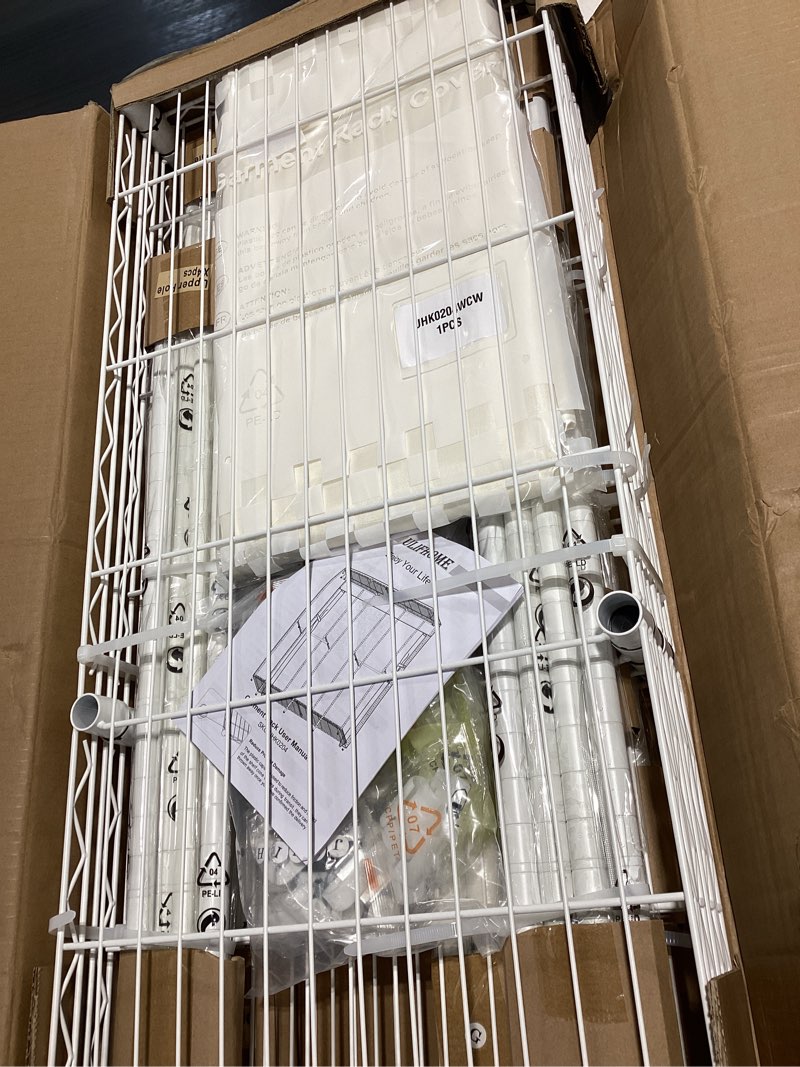 Condition photo showing New/Like New for e14c pro heavy duty closet organizer system?freestanding clothing racks for hanging clothes?adjustable garment rack 70.1"w × 16.6"d × 76.4"h hold 960 lbs?white rack with white dustproof cover white rack with white cover