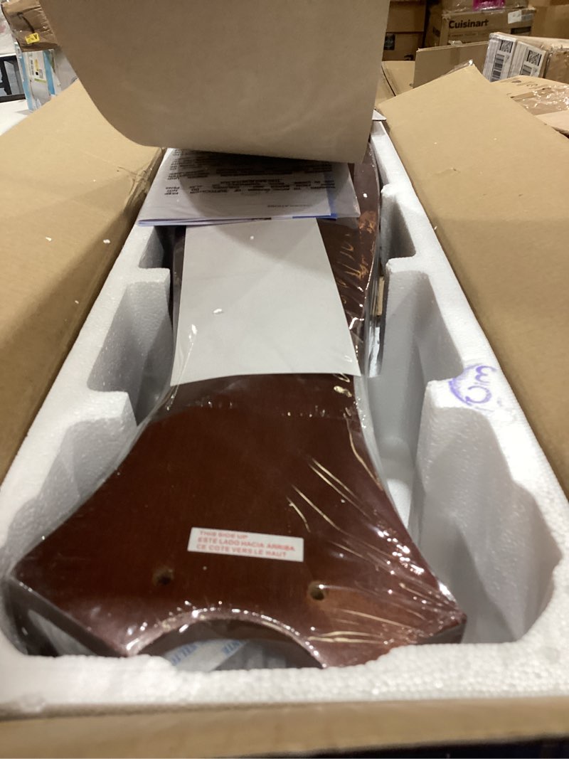 Condition photo showing Good Condition for 52” smart wood flush mount ceiling fans with lights remote,quiet dc motor,outdoor indoor low profile ceiling fan,voice wifi alexa app control,dimmable,6-speed,for modern bedroom patio reddish-brown wood 52"-voice+app+remote control