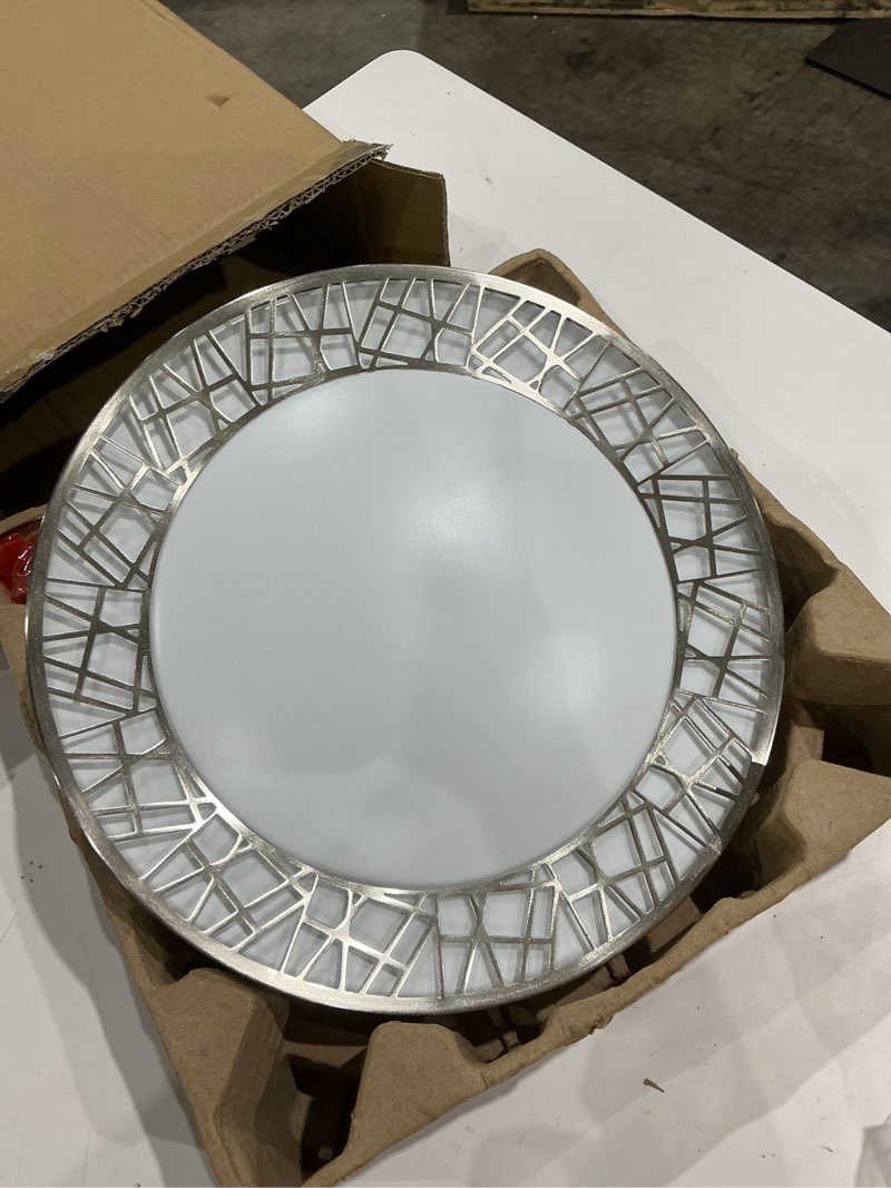 Condition photo showing Good Condition for lightania 14 inch flush mount ceiling light, modern brushed nickel led ceiling light fixture, 24w 2400lm 2700-6500k adjustable, dimmable ceiling lights for bedroom, kitchen, hallway, bathroom, etl 14 inch brushed nickel