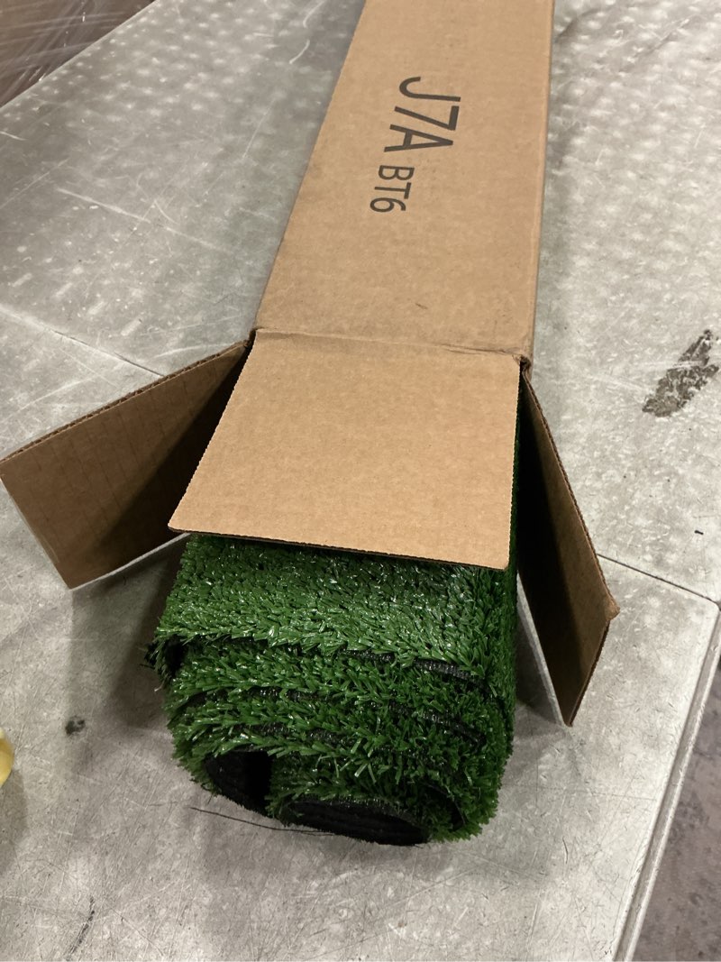 Condition photo showing As Is for freadem artificial grass rug, 4' x 6' artificial turf fake faux grass mat with drainage holes, indoor outdoor synthetic turfs for garden lawn landscape entryway balcony decoration 4 ft x 6 ft