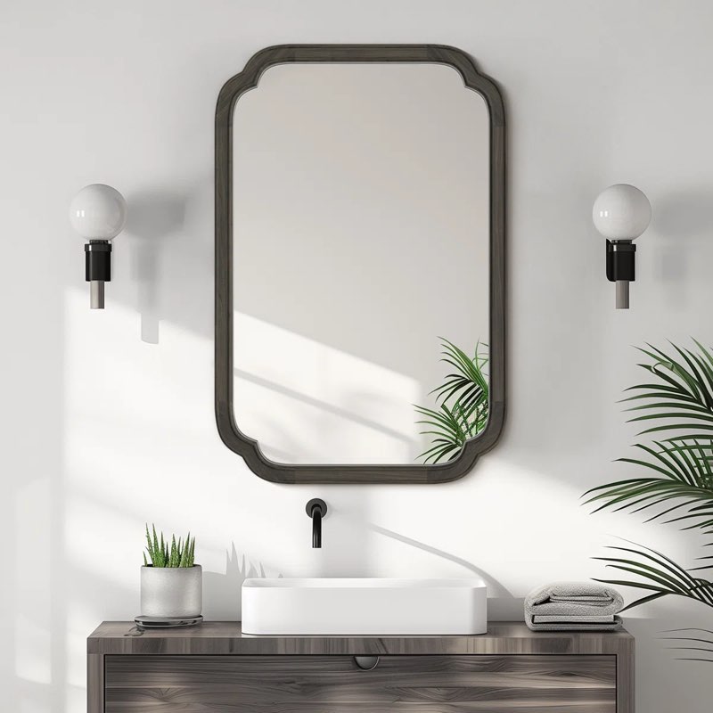 All Wood Accent Wall for Bathroom Mirror Black Oak