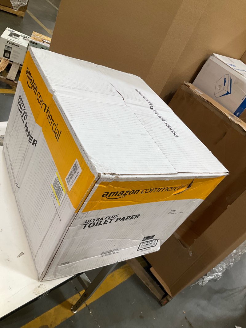 Condition photo showing New/Like New for amazoncommercial 2-ply ultra plus toilet paper, bath tissue, soft and strong, septic safe, unscented, 400 sheets per roll, 80 individually wrapped rolls for business use