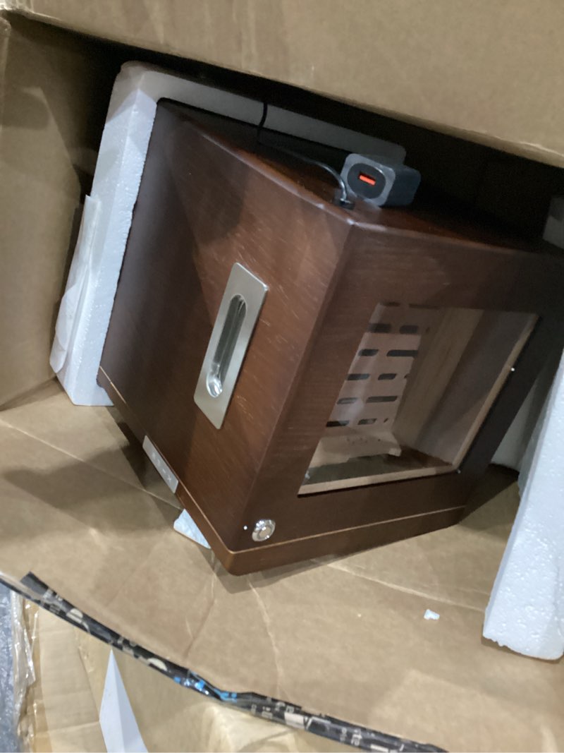 Condition photo showing Good Condition for xifei cigar humidor cabinet, glass top & adjustable led lighting, digital hygrometer, 2 humidifiers, cigar tube, desktop cedar wood humidor with accessory drawer for 80-100 cigars, ideal men's gift