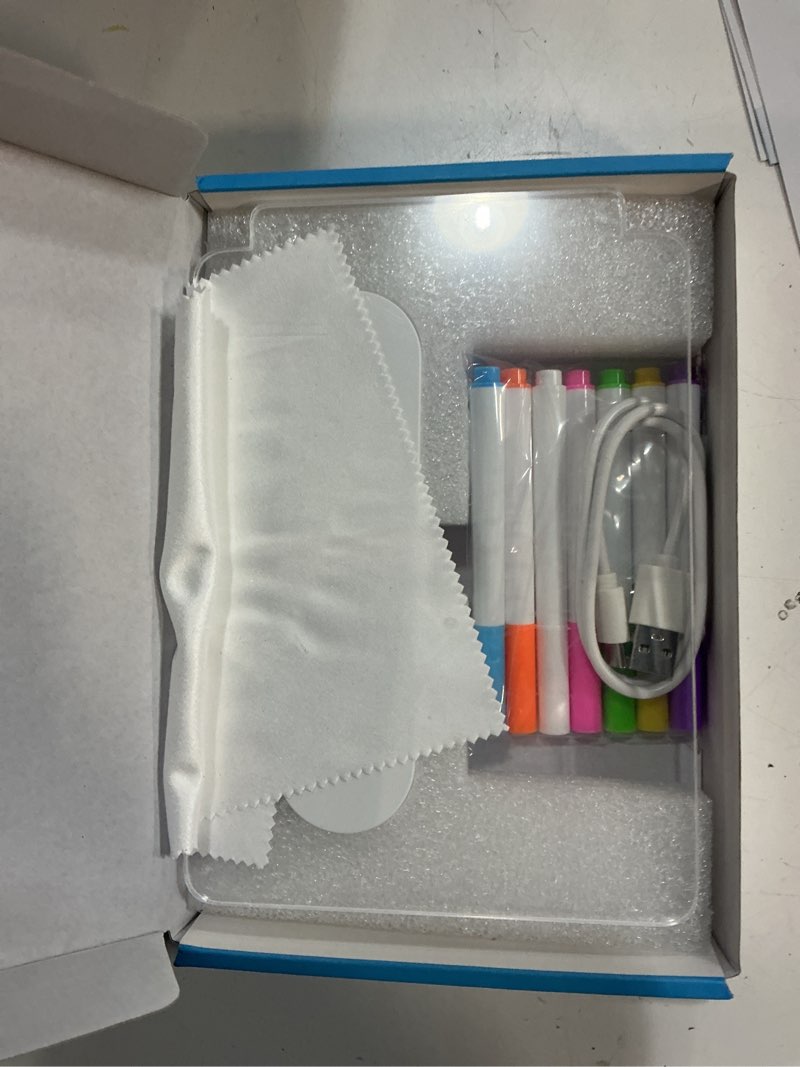 Condition photo showing Good Condition for kids drawing night light with erasable acrylic board, rechargeable type-c, 55h long battery, 4 rgb gradient, stepless dimming, perfect birthday/christmas gift for kids, gift artworks to adults