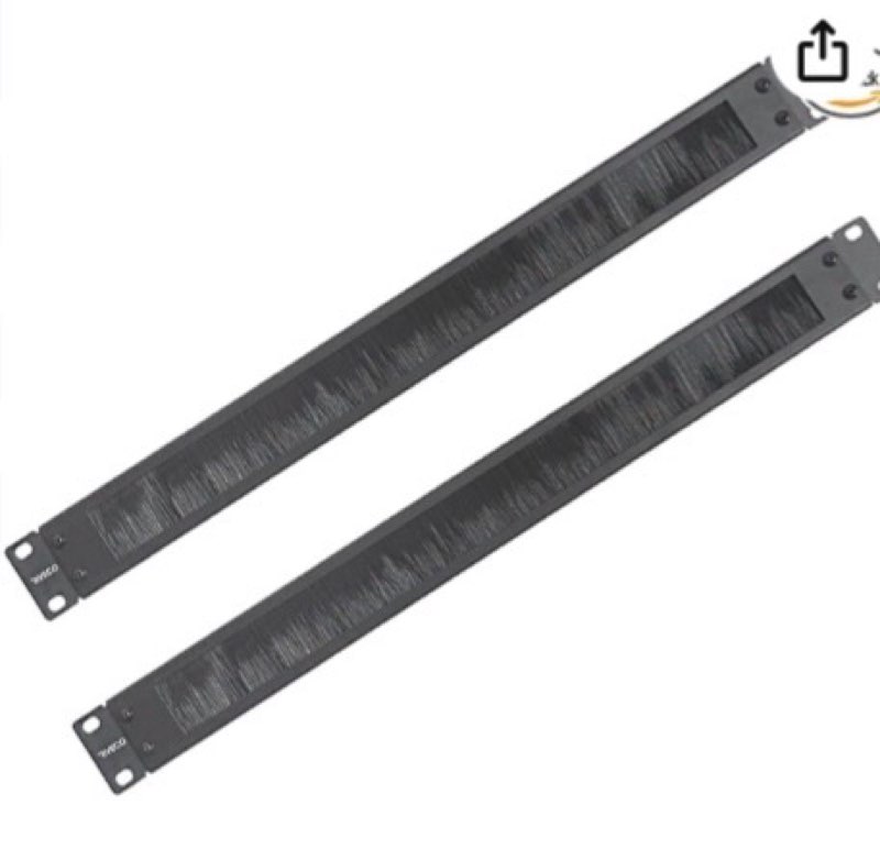RIVECO 1U Brush Panels for Rack Cable Management, Server Rack Cable Organizer 1U Brush Managers for 19 Inch Network Rack Mount Black 2 PCS