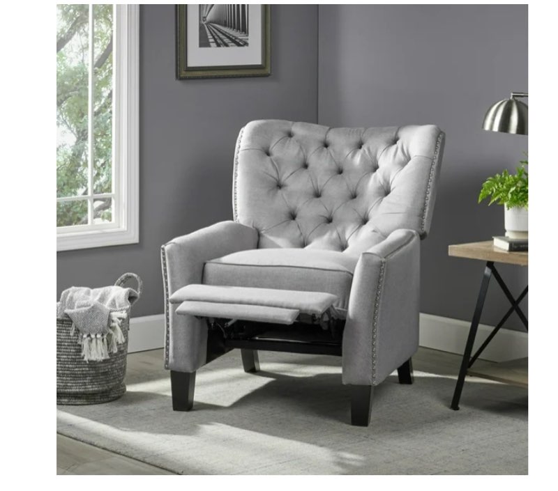 (Similar product) Fabric Push Back Recliner Chair Mid Century Tufted Single Comfy Reading Sofa Chair for Living Room/Bedroom/Home Theatre, Grey