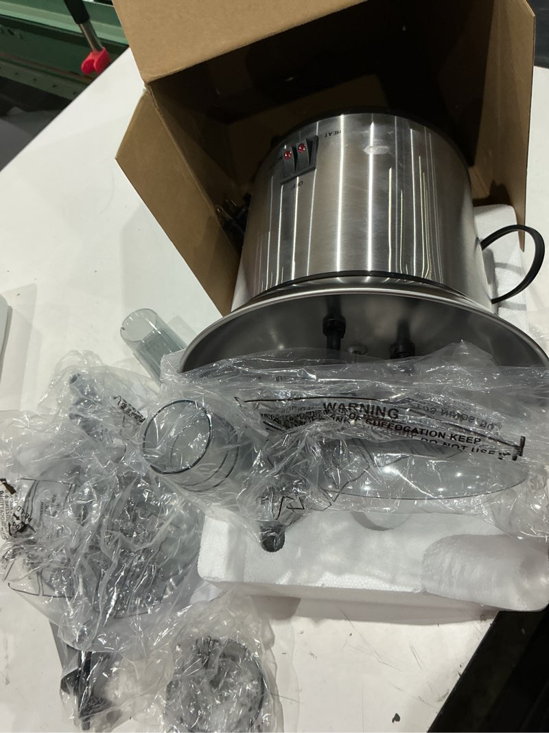 Condition photo showing Good Condition for nostalgia 4 tier electric chocolate fondue fountain machine for parties - melts cheese, queso, candy, and liqueur - dip strawberries, apple wedges, vegetables, and more - 32-ounce - stainless steel stainless fountain 4 tier