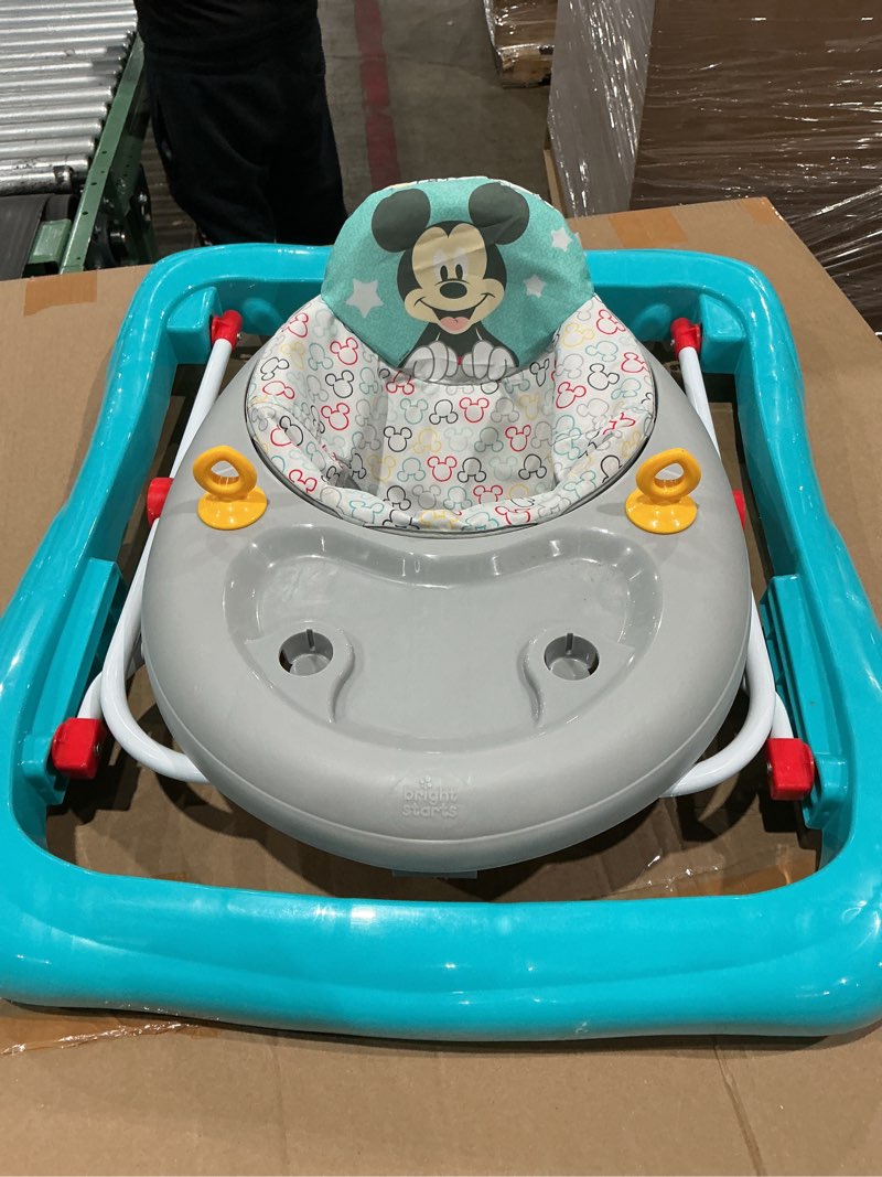 Condition photo showing As Is for bright starts disney baby mickey mouse original bestie 2-in-1 baby activity walker - easy fold frame and removable -toy station, 6 months and up white