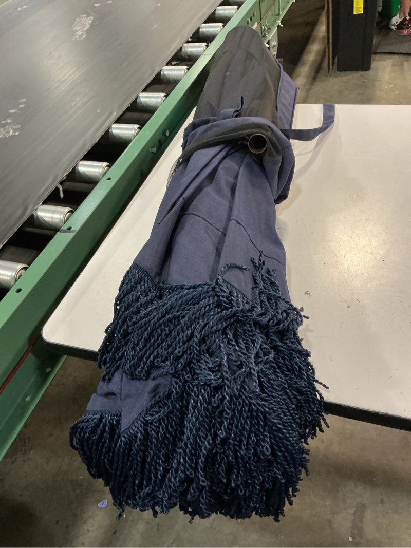 Condition photo showing As Is for 7.5" round fringe valance outdoor patio umbrella navy blue - threshold™