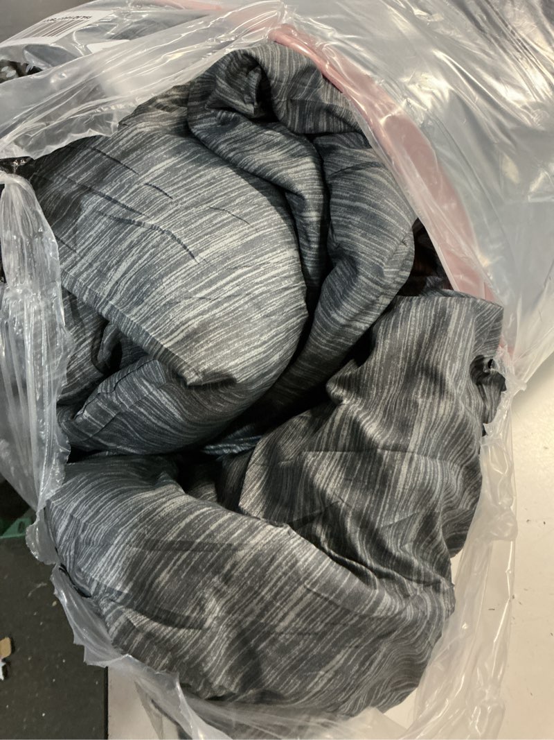 Condition photo showing As Is for bedsure oversized king comforter set - charcoal grey soft bedding for all seasons, cationic dyed bed set, 3 pieces, 1 oversized king size comforter (120"x 98") and 2 pillow shams (20"x 36"+2") oversized king 03 - dark grey melange