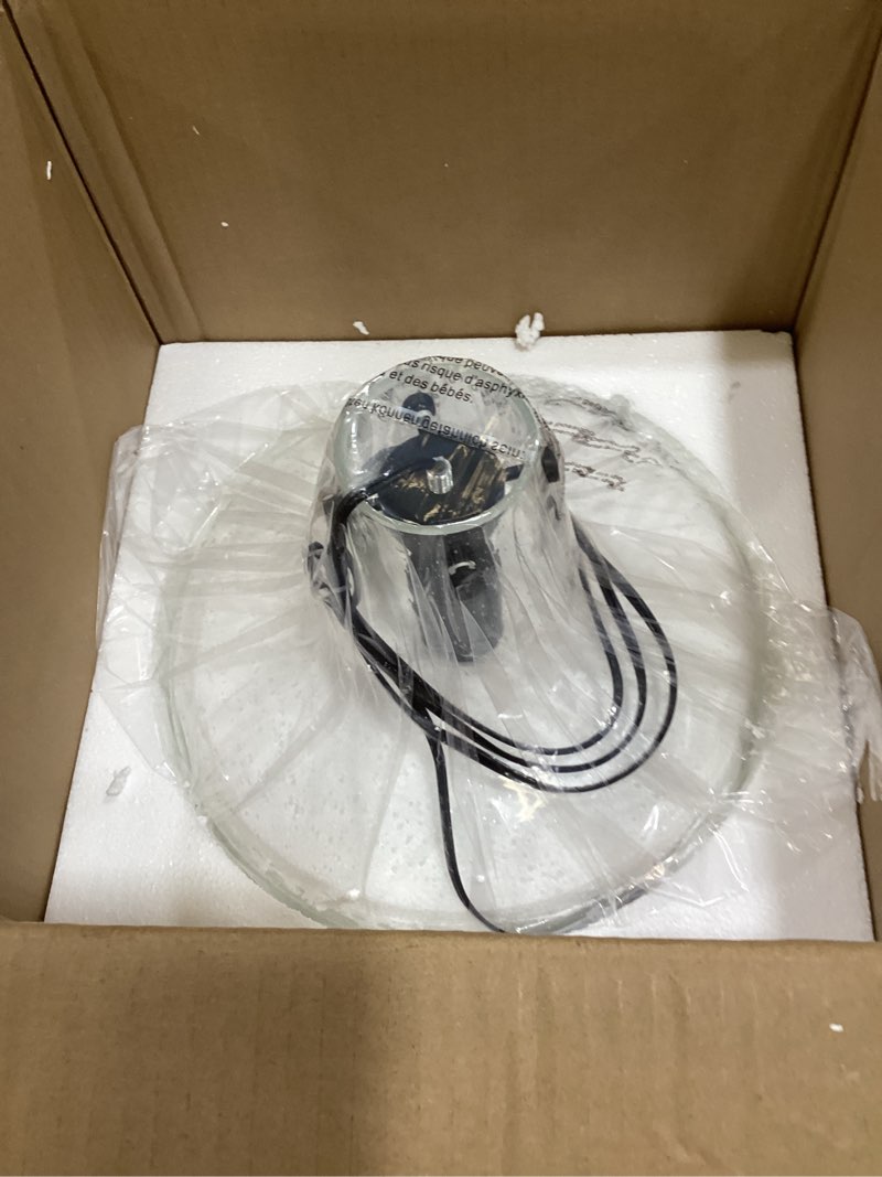 Condition photo showing New/Like New for catiner 12" black seeded glass pendant light, modern farmhouse hanging ceiling light fixture for kitchen island, dining room, hallway, hand-blown bubble glass shade, e26 dimmable pendant lighting black chain-seeded glass