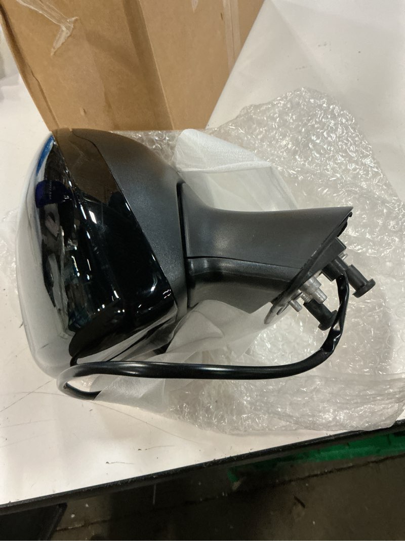 Condition photo showing Good Condition for left driver side mirror fits 2016-2019 chevy cruze sedan/hatchback with power glass without heated without turn signals without blind spot, match mosaic black metallic replace gm1320541(3pins) left 3 pins black