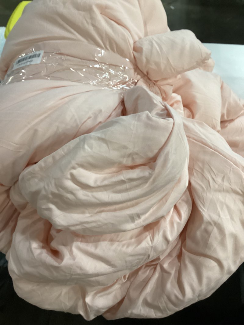 Condition photo showing As Is for weigelia Super-Soft Micorfiber Comforter Set - Queen Size Blush Pink Lightweight Warmth Comforter for All Season Use, Machine Washable Pink Bedding Set (1 Comforter, 2 Pillowcases) Queen Blush