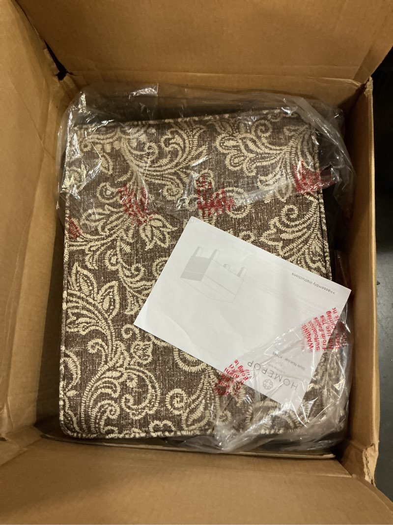 Condition photo showing Good Condition for homepop home decor |k7646-a880| upholstered modern rectangular storage ottoman | hinged lid ottoman with storage for living room & bedroom, brown jacobean print