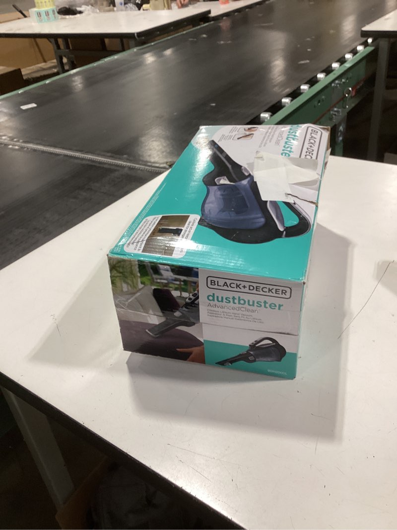 Condition photo showing As Is for BLACK+DECKER dustbuster 20V Hand Vacuum Cordless Rechargeable, Car Vacuum Portable, Powerful Suction AdvancedClean Hand Vac with Extendible Crevice Tool, Flip-Up Brush and Charging Base (BDH2000L)