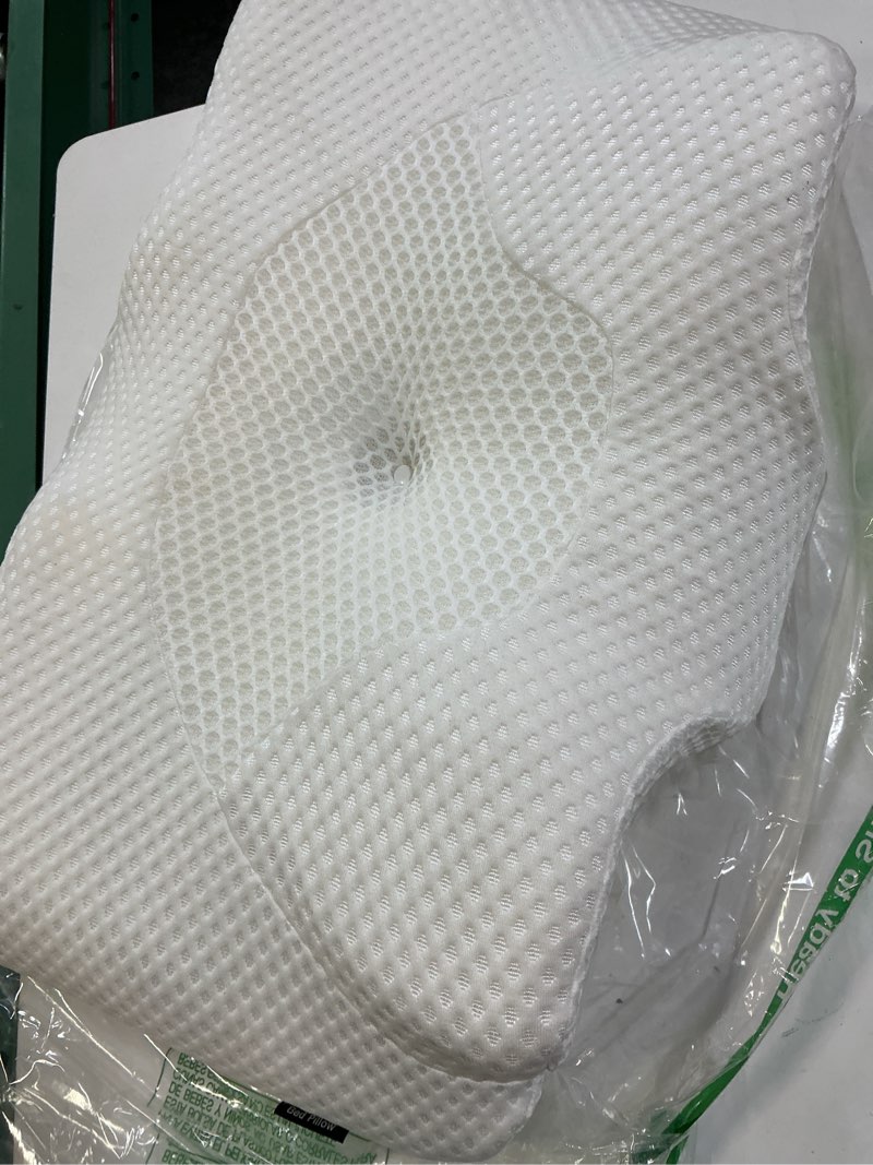 Condition photo showing Good Condition for osteo cervical pillow for neck pain relief, hollow design odorless memory foam pillows with cooling case, adjustable orthopedic bed pillow for sleeping, support for side back sleepers queen(25.5*16.5*5.2/4.1 inches) white