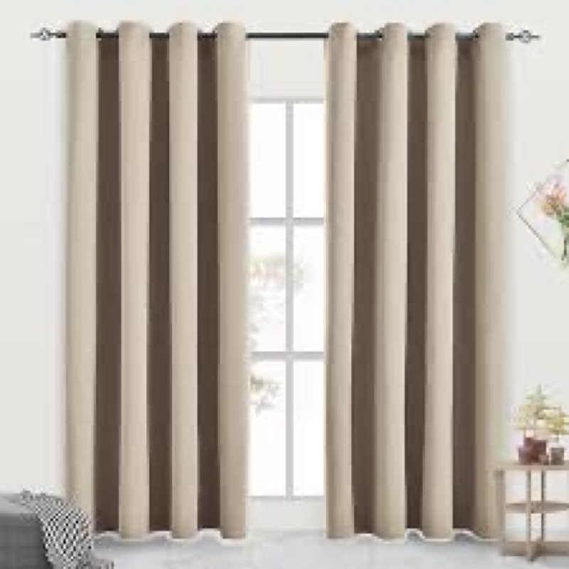 Blackout Curtains For Bedroom , Out Room Darkening Light Blocking Thermal Insulated Grommet Window Drapes For Summer Heat, Each Panel Curtain Color: Beige 42x95)