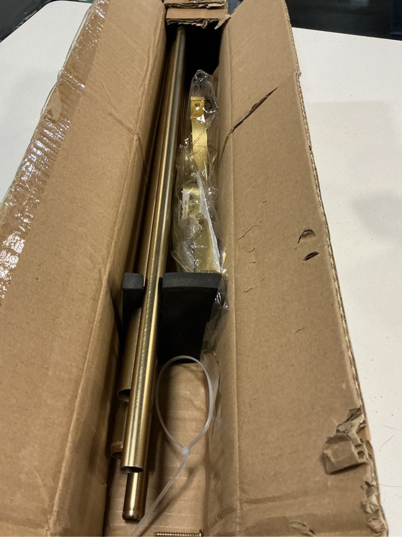 Condition photo showing Good Condition for double blackout curtain rods 140 to 164 inches (11.5-13.5 feet),1-inches front and 5/9 inches back adjustable end cap double window drapery rod for drapes and curtains,warm gold 140-164" warm gold