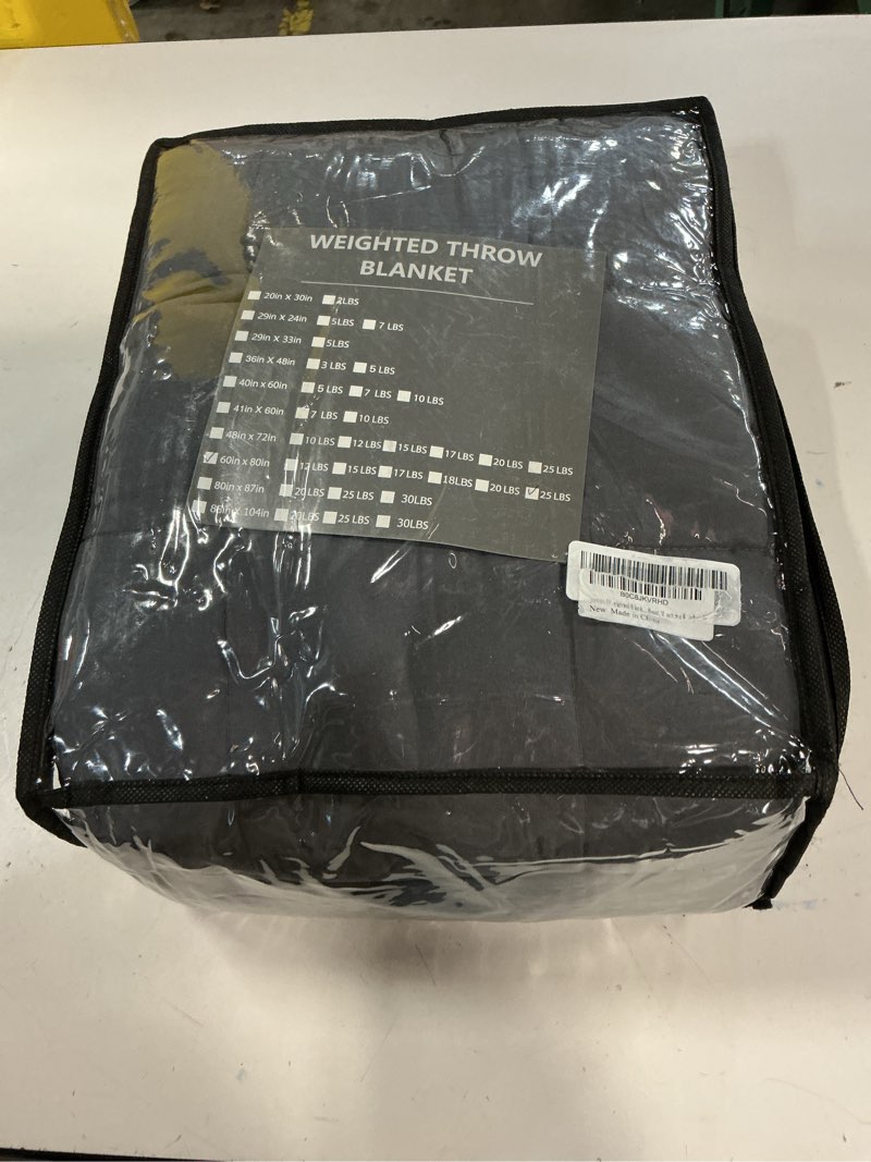 Condition photo showing New/Like New for 25 lbs weighted blanket queen size for adults (60”x 80”, grey) cooling heavy blanket for sleeping perfect for 240-260 lbs, winter thick breathable blanket with premium glass bead, machine washable grey 60x80-25 lbs