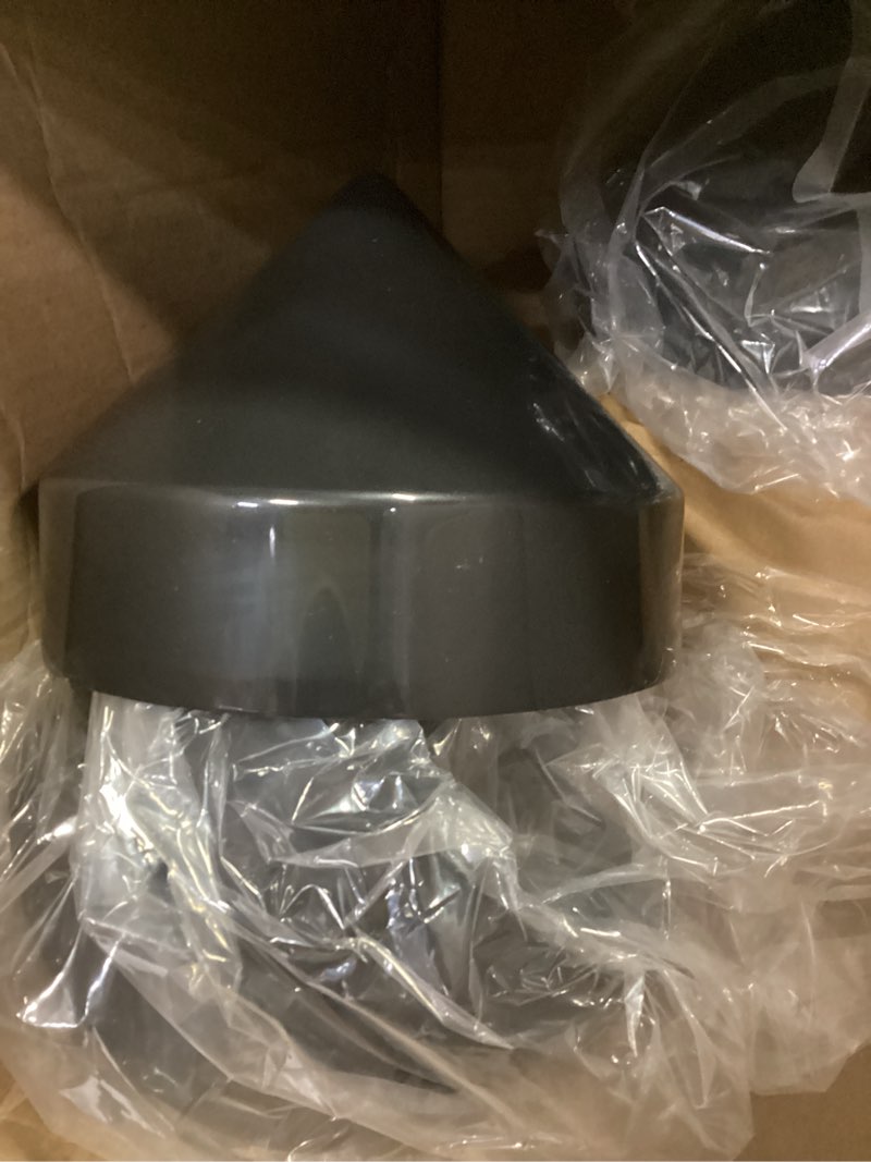 Condition photo showing Good Condition for dock piling caps, flat top design piling caps and cone style pylon cap for marine docks post pole, marine dock flat/coned piling cap cover for post pole pylon pipe 8 inch cone cap-4pk black