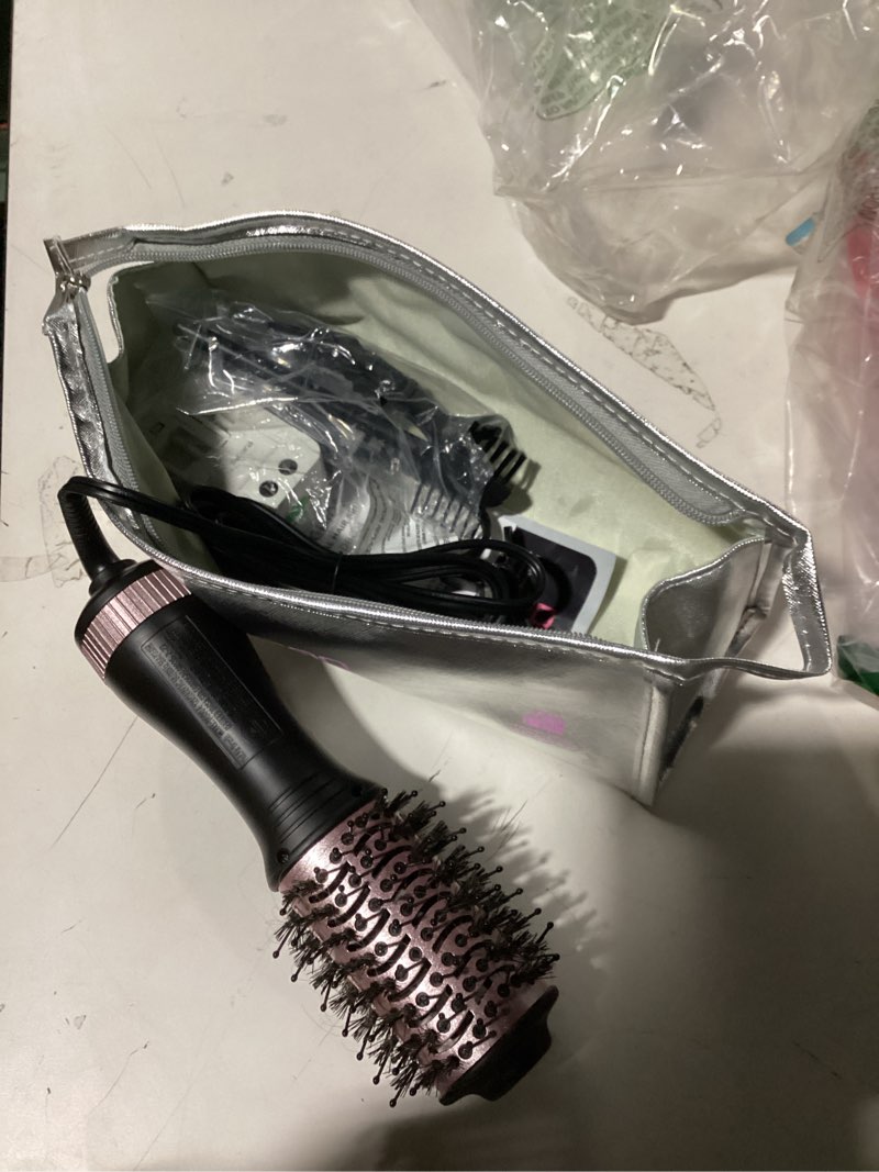 Condition photo showing As Is for DAN Travel Hair Dryer Brush,Dual Voltage Hair Dryer Brush,Mini Blow Dryer Brush for Home and International Travel, (100V-240V) Auto Dual Voltage&Multi-Function Plug Adapter Pink