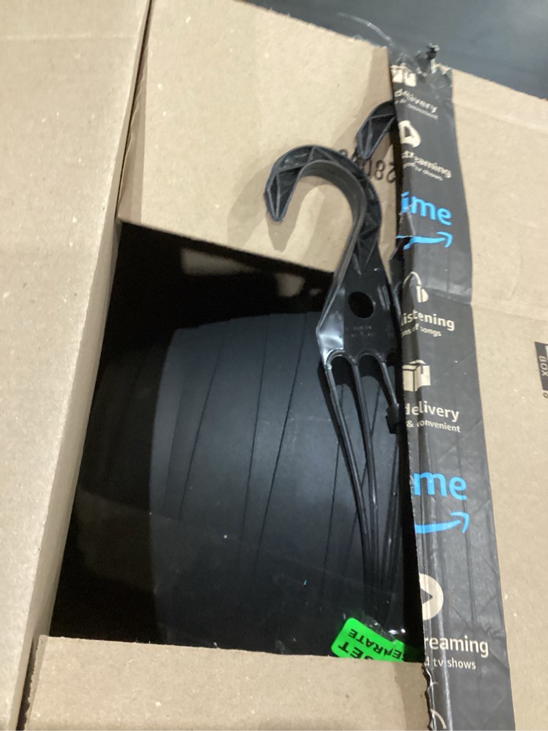 Condition photo showing As Is for The HC Companies 13 Inch Wrapt Hanging Planters, Lightweight UV-Resistant Plastic Hanging Planters for Indoor & Outdoor Plants, 2-Pack Hanging Flower Pots for Garden, Patio & Home Decor, Black Black 13" Pack of 2