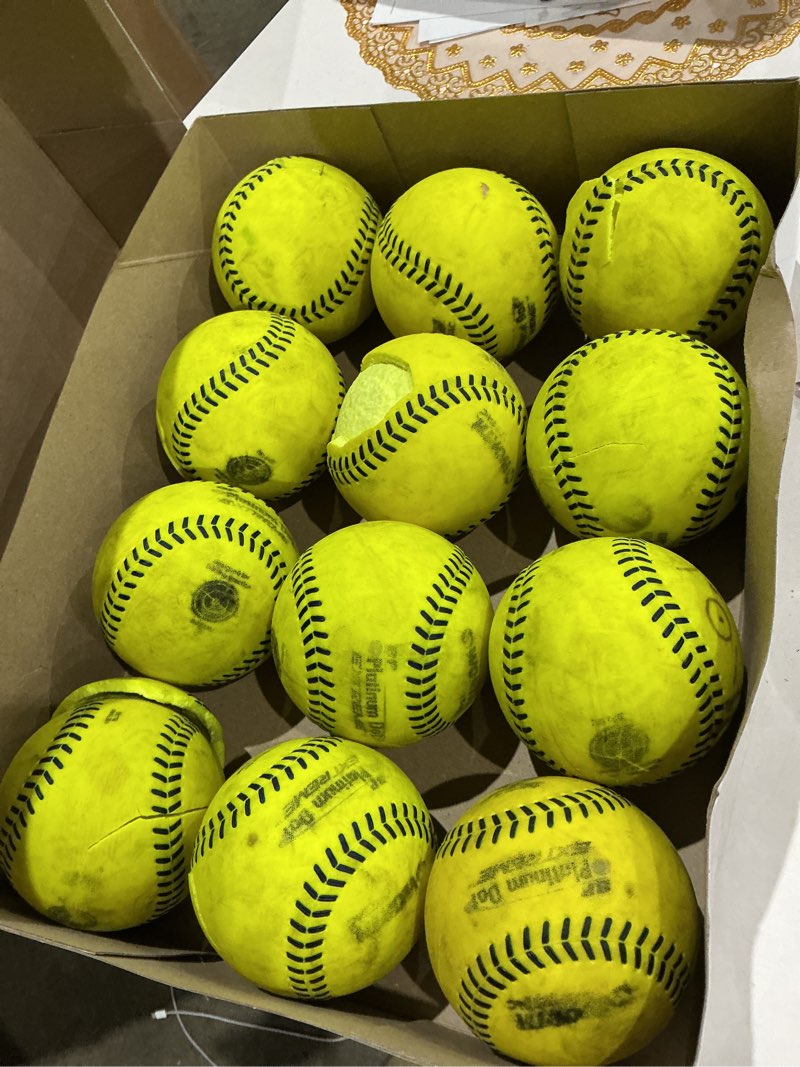 worth | batting practice slowpitch softballs | bp platinum dot extreme | 12' | box of 12