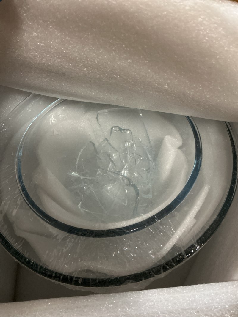 Condition photo showing As Is for Glass Salad Bowls with Bamboo Lids & Utensils Set of 3, Large Capacity Serving Bowl Glass Mixing Bowls, 3pc Nesting Containers with Wood Lids, Microwave Safe Baking Bowls for Kitchen Glass Salad Bowls Set of 3