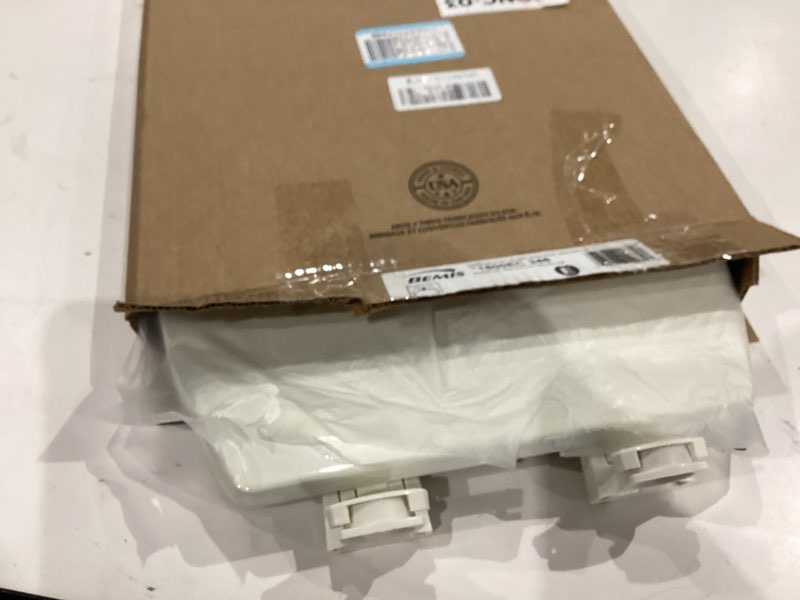 Condition photo showing Good Condition for bemis elongated enameled wood toilet seat in biscuit with easy•clean? hinge