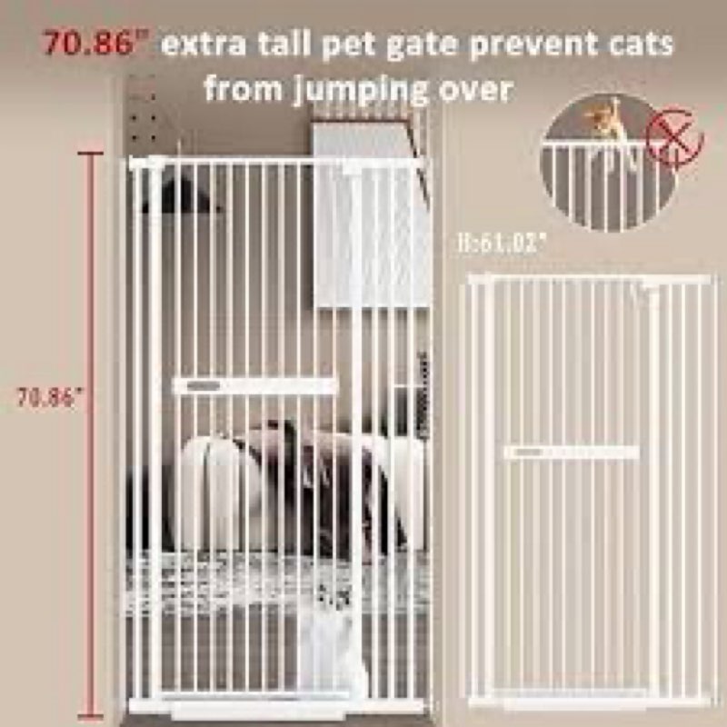 AiWMGL 71" Extra Tall Cat Pet Gate for Doorways Indoor Proof?29.92-61.42" Wide Tall Dog Puppy Safety