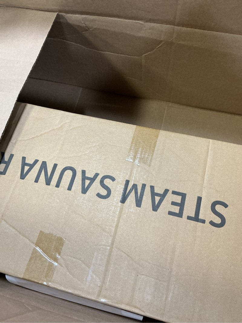 Condition photo showing Good Condition for Upgraded Sauna Box for Relaxation, Detoxification, Portable Sauna for Home with Steamer, Remote Control, Folding Chair, 9 Levels, 2.6’ x 2.6’ x 5.9’ Black