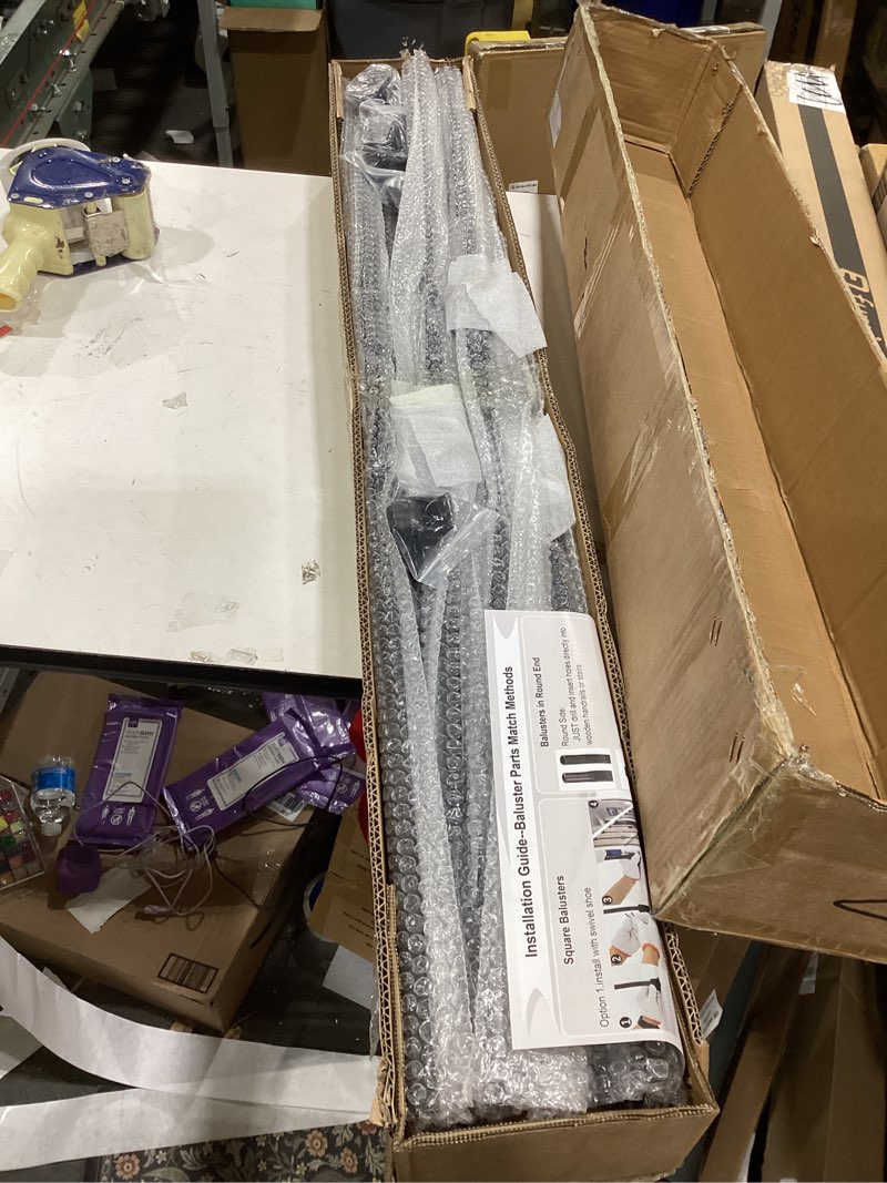 Condition photo showing New/Like New for 16-Pack Wrought Iron Balusters for Staircase, Hollow Single Basket with Double Twist 1/2" Square Metal Balusters with 32Pcs Baluster Swivel Shoes 16 pack Baluster