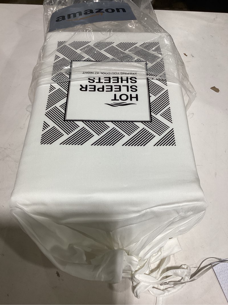 Condition photo showing Good Condition for cooling sheets set king size, viscose derived from bamboo for hot sleepers | deep pocket up to 16 inch | silky soft & breathable bedding - 4pc (king, white) white king