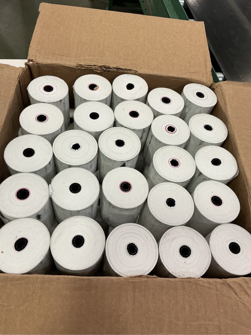 Condition photo showing New/Like New for Amazon Basics Thermal Paper Receipt Rolls, POS Receipt, 3 1/8" x 230', 50 Rolls, BPA-Free and FSC Certified, Recycled Materials, White