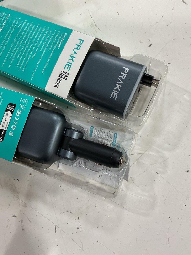 Condition photo showing Good Condition for 4 in 1 car charger, retractable iphone car charger fast usb c phone charger | cigarette lighter with 2 cable 25 inch and 2 usb ports, multi port usb car charging for iphone 17/16/15/14/13 pro max-2pack typec+lightning cables 2pack grey