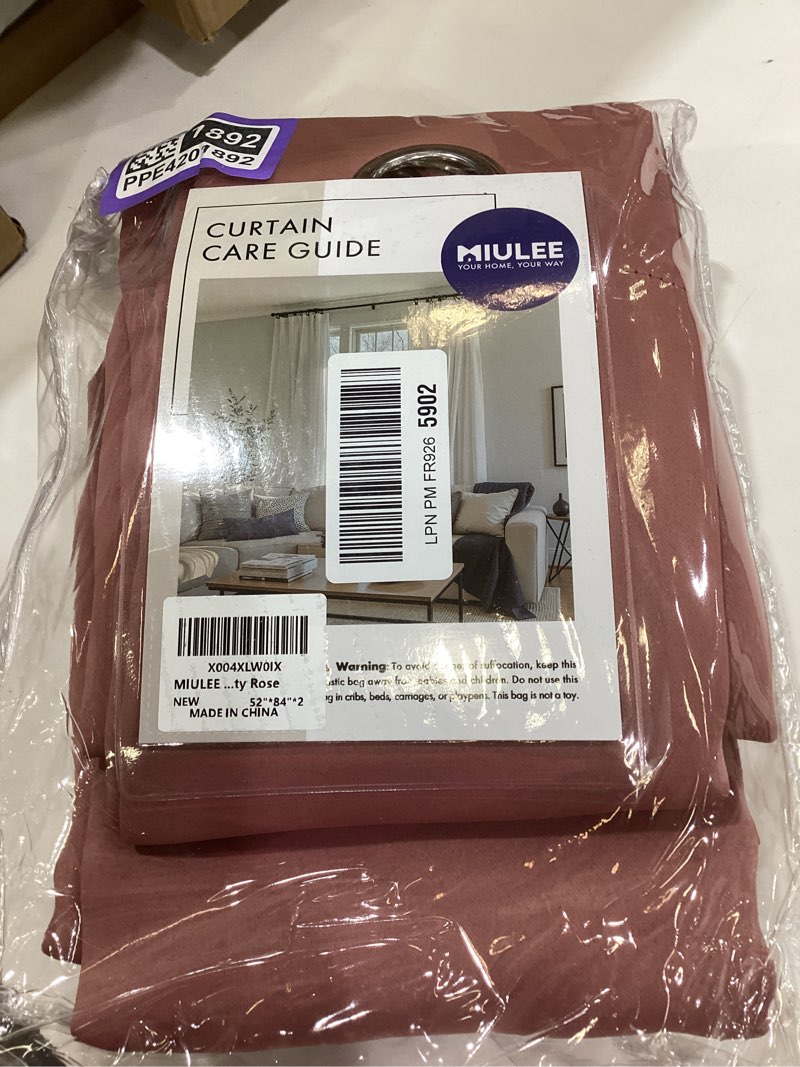 Condition photo showing Good Condition for miulee blackout room darkening curtains thermal insulated drapes solid window treatment set grommet top light blocking curtain for living room/bedroom 2 panels 52 x 84 inch length dusty rose dusty rose 52"w x 84"l (pack of 2)