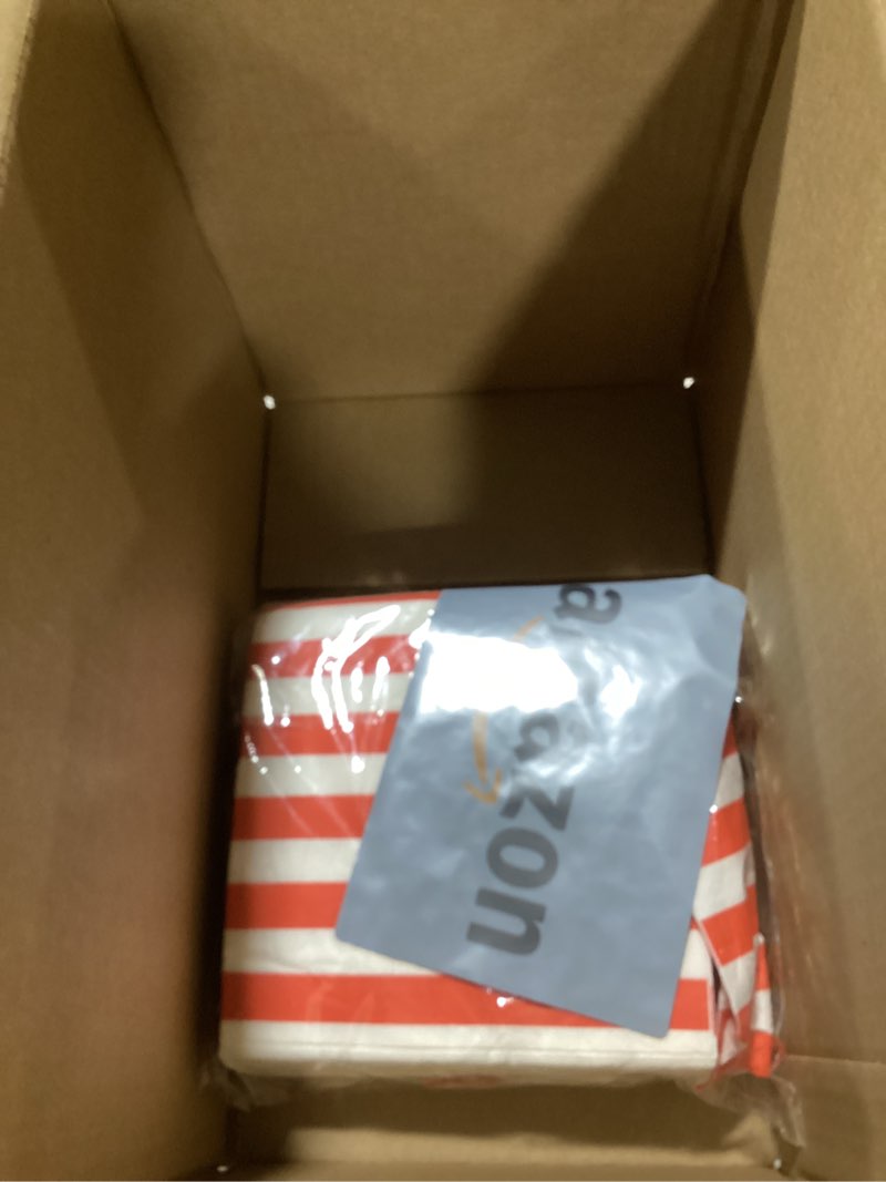 Condition photo showing Good Condition for 100 Pack Red and White Stripes Napkins Red & White Stripe Cocktail Beverage Napkins Red Striped Dessert Napkin for Bridal Baby Shower Wedding Holiday Birthday Red and White Party Decor (Red)