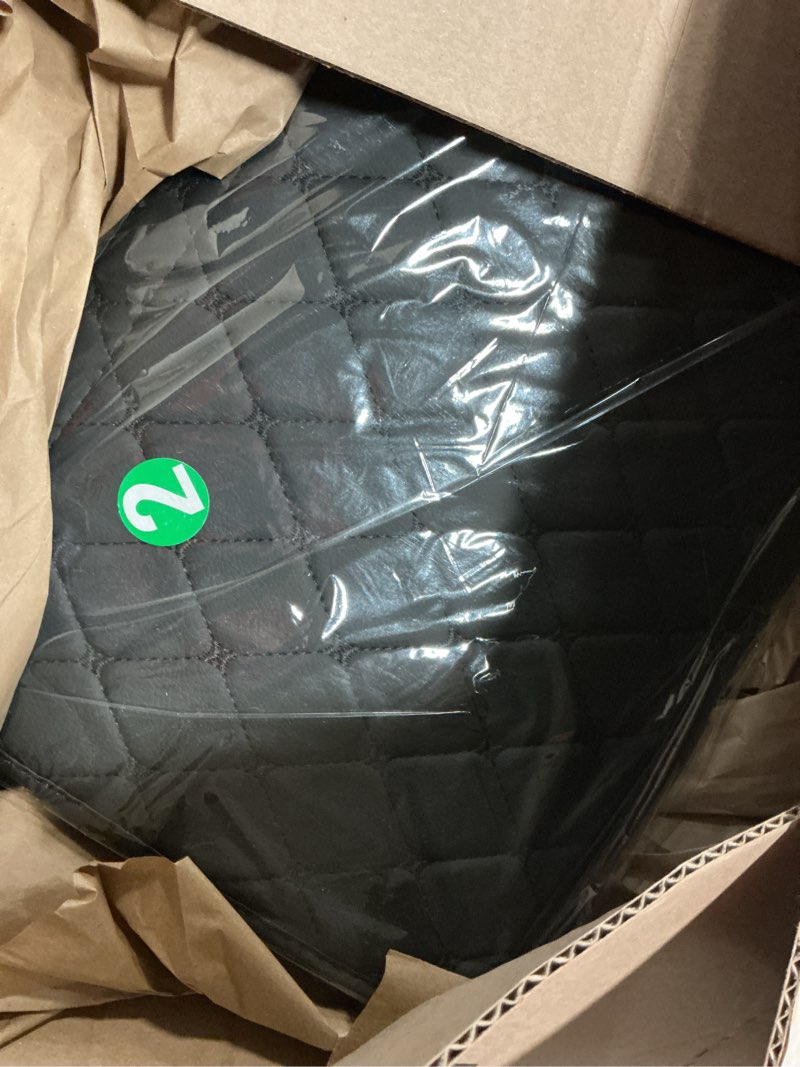 Condition photo showing New/Like New for seat back protector - leather kick mat with storage pockets, front & back seat cover for kids -large capacity car seat organizers and storage for child, splashproof & easy clean