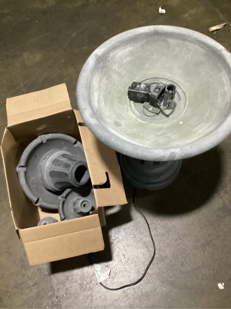 Condition photo showing As Is for grey birdbath (design differs from stock image)