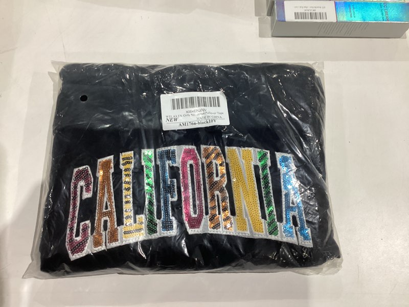 Condition photo showing New/Like New for WELAKEN Unicorn Sweatshirts for Girls Toddler & Kids II Little Girl's Pullover Tops Sweaters & Hoodies L-california,black 12 Years