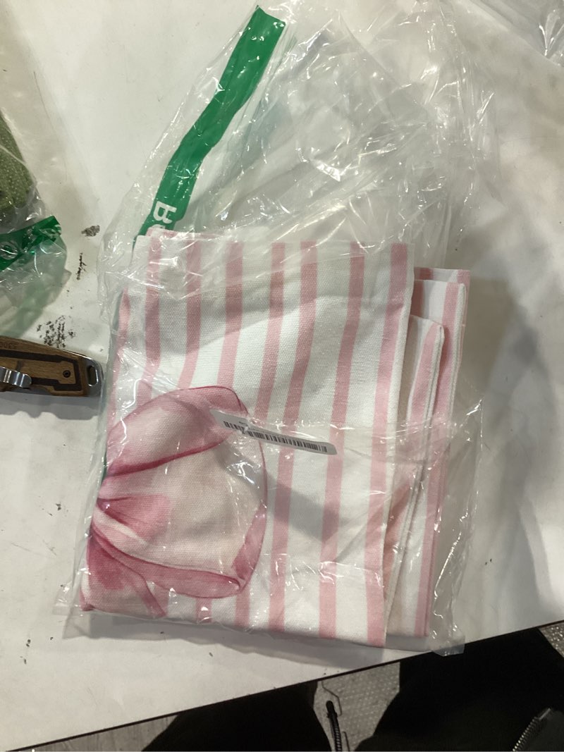 Condition photo showing Good Condition for striped bow canvas tote bag, travel & daily use, magnetic buckle, 16x14 inch pink