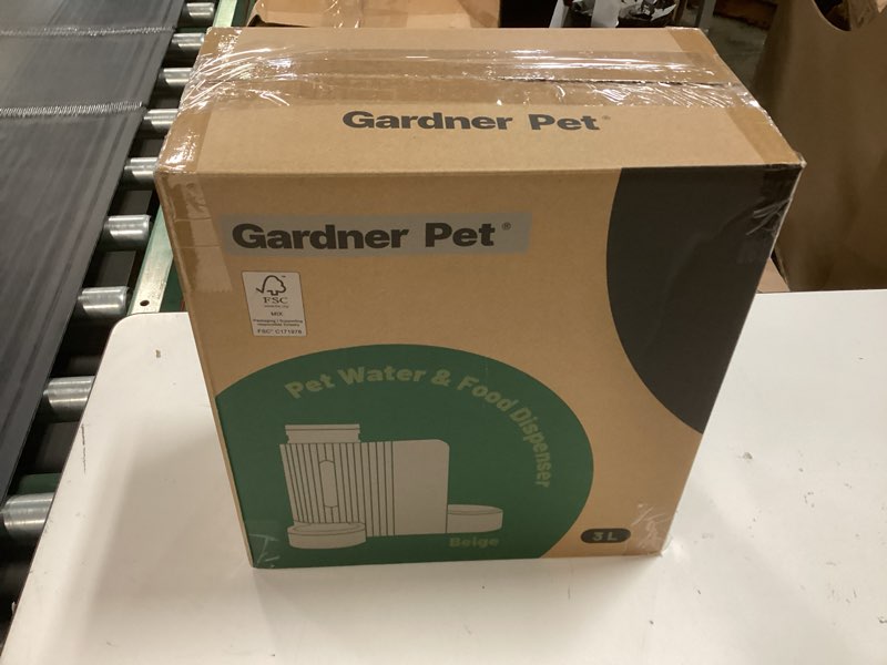 Condition photo showing New/Like New for gardner pet gravity automatic 2-in-1 pet feeder, 0.8 gallons*2 cat feeder and water dispenser set, 100% bpa-free feeder and stainless steel water dispenser for dogs, cats, rabbits, puppies (beige) large (0.8 gallon x 2) beige