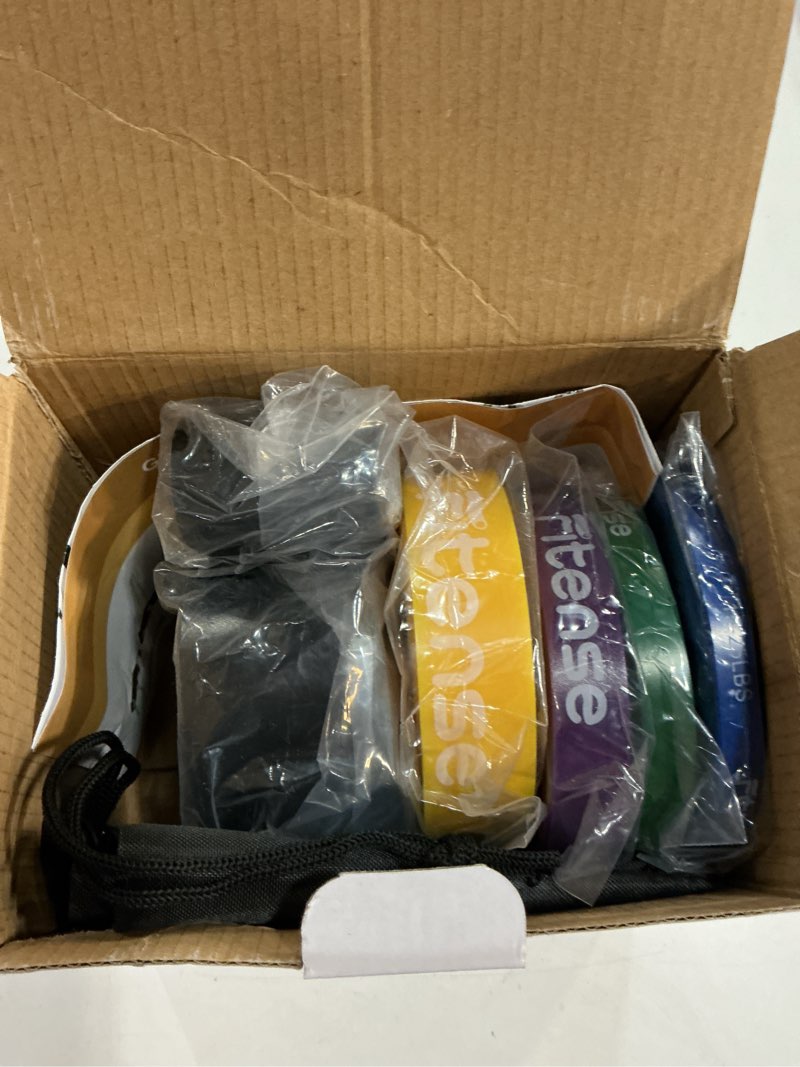 Condition photo showing New/Like New for resistance bands set - pull up bands for men women, exercise bands resistance with door anchor, training poster & pouch for body stretching, pull up assist (15-170lbs) - colorful-black/red/yellow/purple/green/blue 6