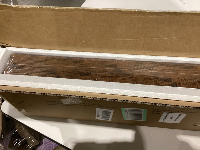 Condition photo showing Good Condition for bayka floating shelves set of 2, 22.5 inches farmhouse rustic wood wall mounted shelves for bathroom, bedroom, living room or kitchen, hanging shelf decor book with 22lbs capacity, rustic brown b. rustic brown - americana farmhouse style 22.5inches
