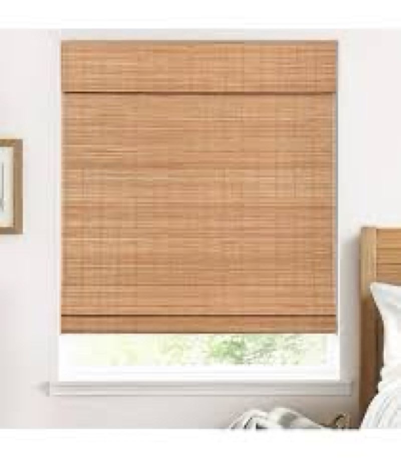 UNISHADES Cordless Bamboo Roman Shades for Windows, 100% Blackout Backing Fabric for Light Blocking,